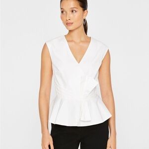New Club Monaco Waisted Bow Top white Sleeveles Blouse Size 10